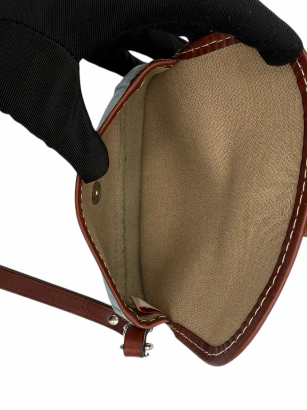 Dooney & Bourke Denim Monogram Cargo Satchel Set Brown Leather DB Logo Y2K